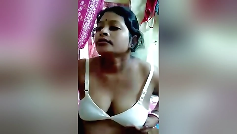 Amateur indian boudi riding in front of her webcam video
