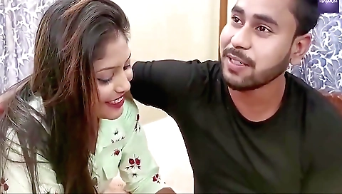 Indian brunette sharing her best friend's penis in a video