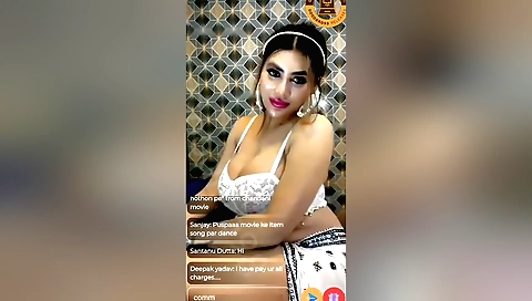 Sexy brunette 18+ with a hot body in a solo webcam video