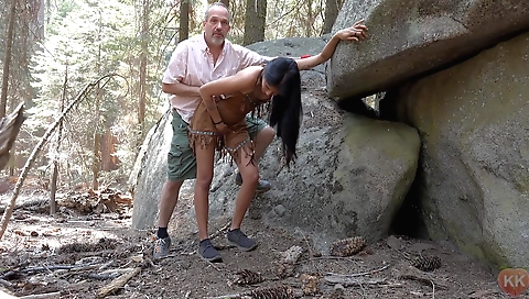 Indian bike riding scene with a blonde and brunette