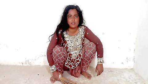 Indian brunette plays with her big boobs in a bedroom