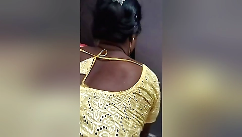 Indian teen in front of husband with her big natural head