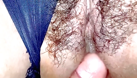 Hairy amateur brunette babe with a large bush in her armpits