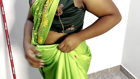 Solo female masturbating in bedroom and cleaning the house