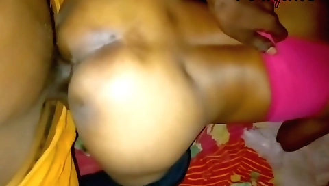 Indian slut is doing a blowjob in a doggy style video