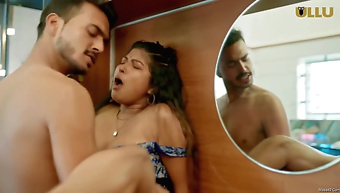 Horny brunette with big boobs makes out with two men