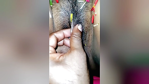 Indian couple enjoys roleplay in a flower bed in kitchen side