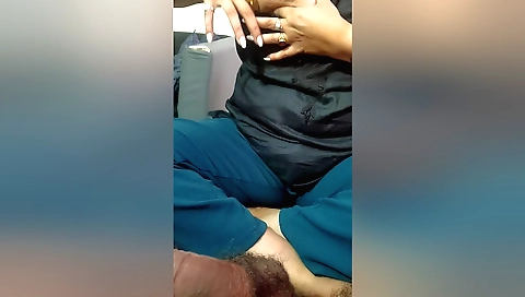 Indian stepmom teaches a guy how to jerk off her pussy