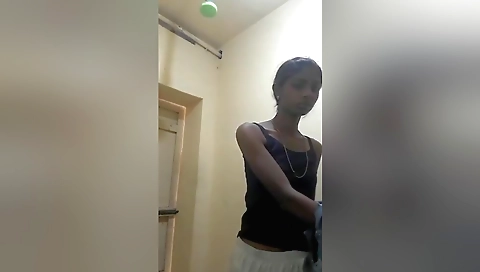 Indian girl in green shorts shows her natural body