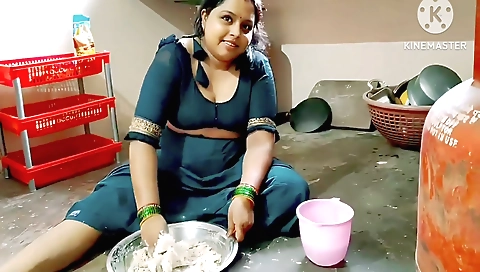 Indian brunette is fucked in the kitchen for the camera