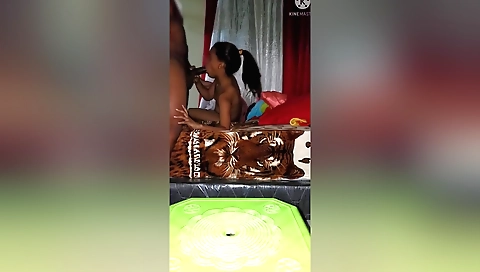 Sexy brunette milf makes out with her man on webcam