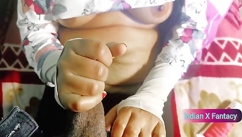 Hairy indian couple make a homemade pov handjob video