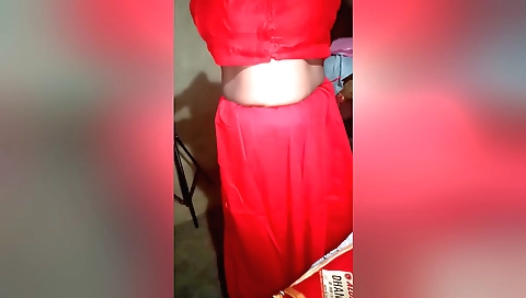 Indian girl in a sexy dress gets naked in the village