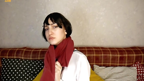 Amateur brunette fucked after taking off her stockings