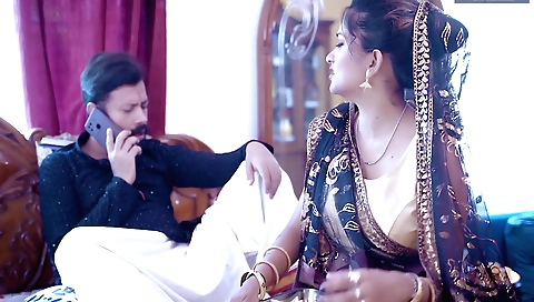 Brunette indian milf with natural boobs enjoys sex