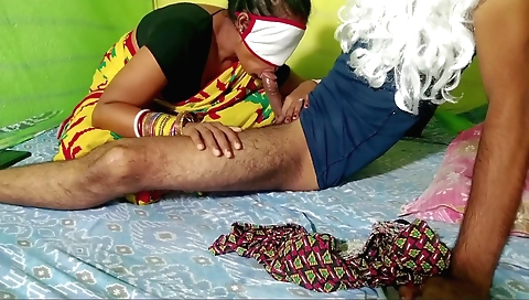 Indian girl with big tits sucking and licking stepfather-in-law