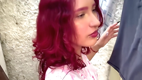 My step sister is in the yard and she is doing some things