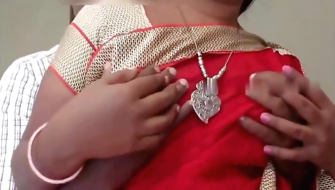 Indian wife is fucked with ex-lover in her red saree