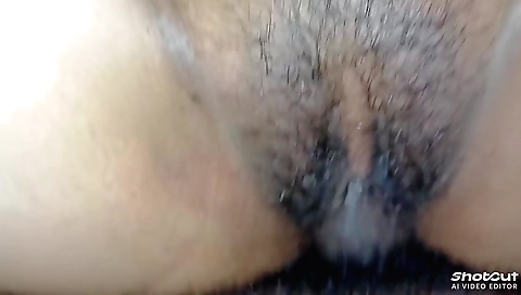 Hairy indian babe gets her pussy stuffed with a dildo