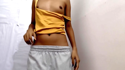 Horny indian girl with a hot face seduces a guy in her apartment