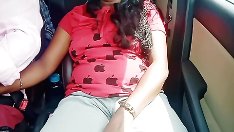 Hot brunette indian rides a male in the car and fucks