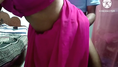 Indian couple plays with each other in the village