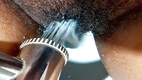 Indian whore in pink towel fingered by a horny house owner