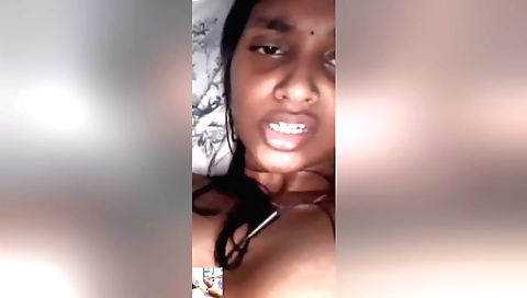 Hot amateur brunette girl with a sexy face takes it all