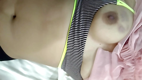 Indian brunette girl in a tight lingerie enjoys pussy