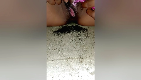 Naked stepdaughter touches balls of her stepbrother