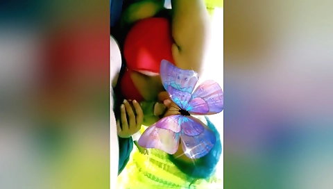 Indian brunette gets a hot handjob from a big black dude